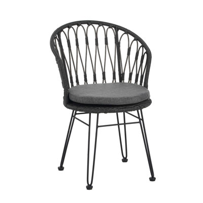 Boho Industrial Dining Chairs with Polyethylene Rattan and Hairpin Legs