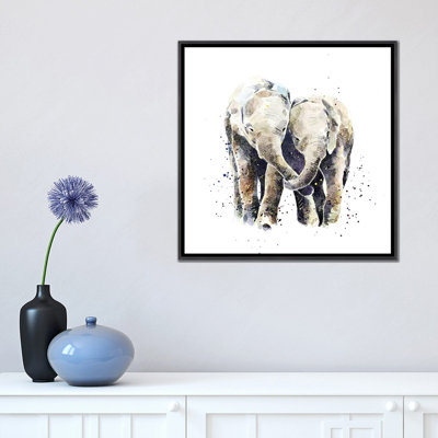 Deux éléphants par EdsWatercolours - impression