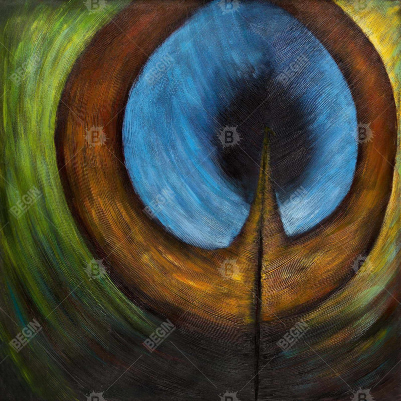 " Peacock Feather Center ", 24" H x 24" W