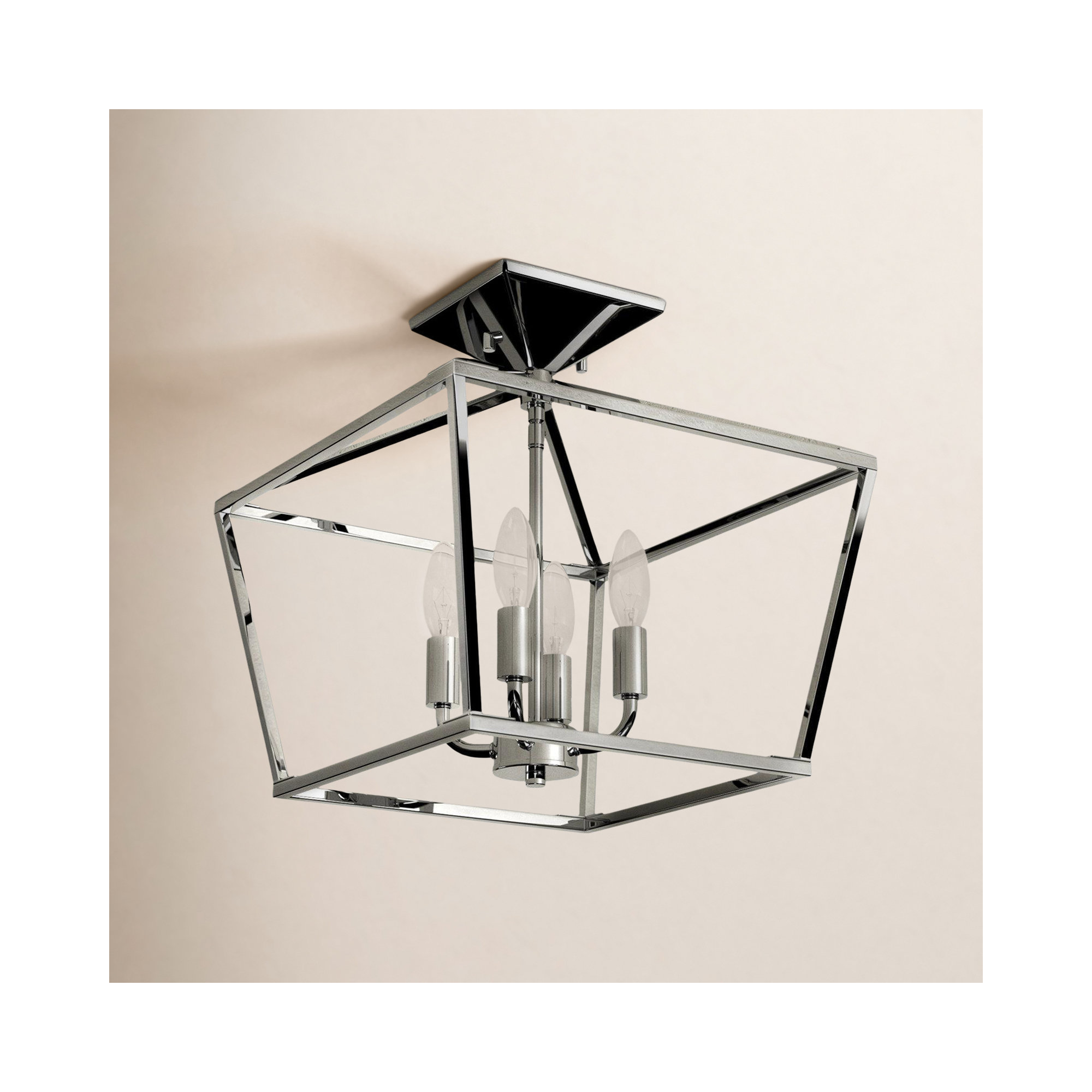 Hastings 4 Light Semi Flush Mount, Warm Brass