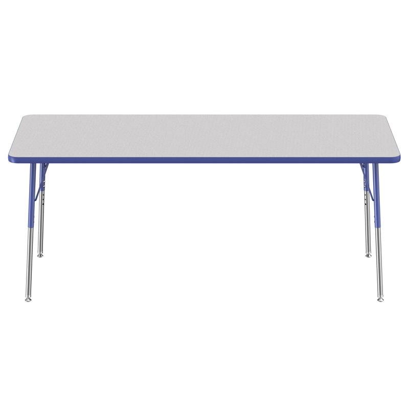 Table d'activité rectangulaire 30 po x 72 po Maple, 30" x 72", Gris te bleu, Roulement pivotant standard