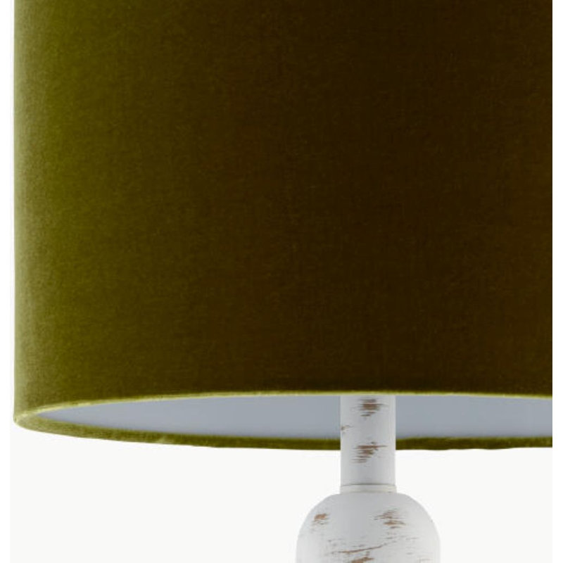 Elaine Table Lamp, Antiqued White,  Dark Green, 27" H x 13" W x 15" D