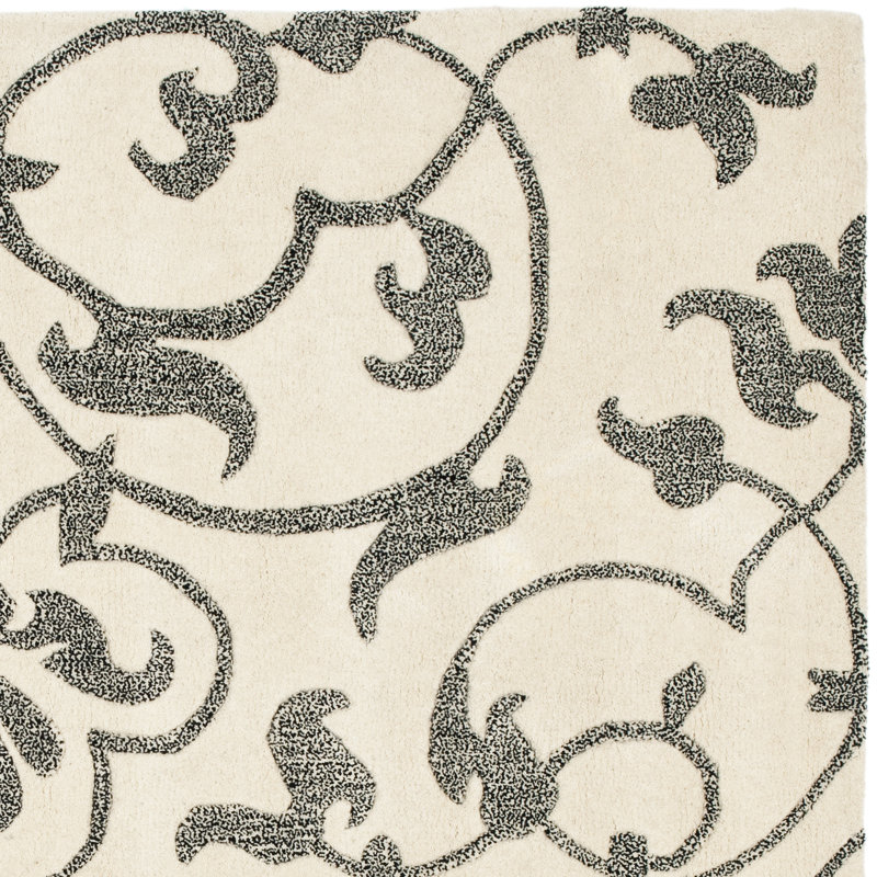 Candelo Hand Tufted Wool Floral Rug, Rectangle 5' x 8'
