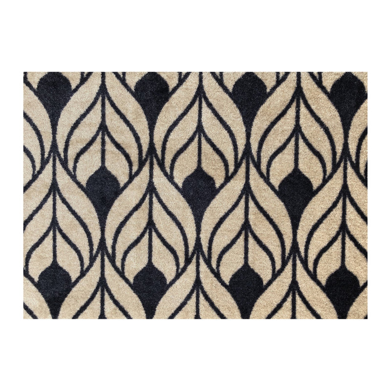 Petit tapis de sol lavable Tulle, Brun clair; noir, L 20 po x L 28 po
