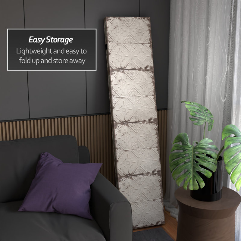 6 Ft. Tall Double Sided Antiqued Paneling Canvas Room Divider, Art Deco