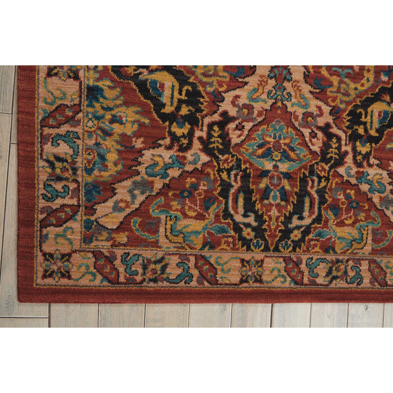 Tapis oriental rouge rouille, Rectangle 9 pi 2 po x 12 pi 5 po