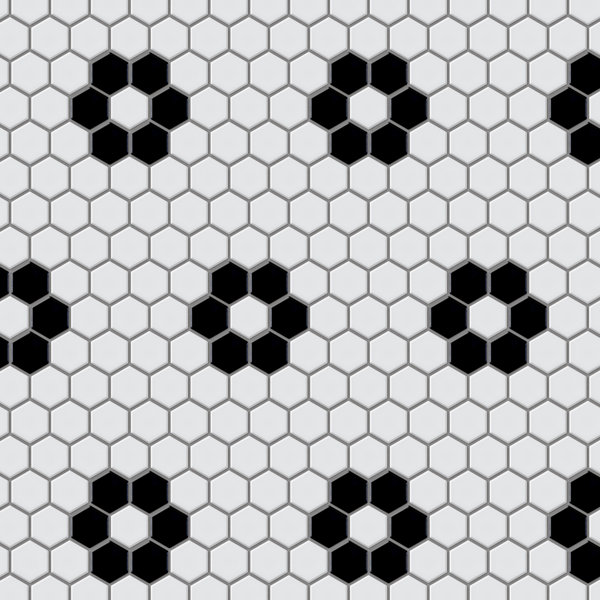 Merola Tile Metro 1" Hex Glossy White with Flower 10-1/4 in. x 11-7/8 in. Porcelain Mosaic Floor and Wall Tile