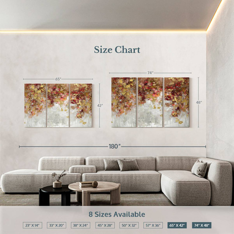 Avery Charmed Red And Gold, 42" H x 65" W