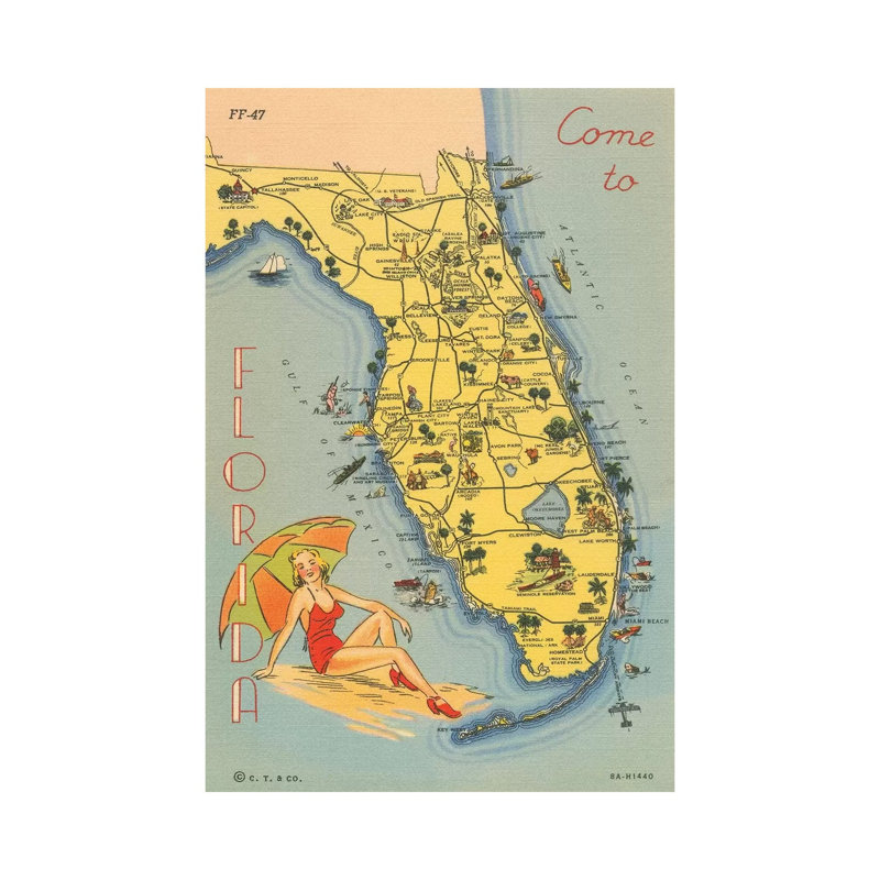 Impression sur toile tendue «Florida Post card VI», H 12 po x l 8 po x P 0,75 po