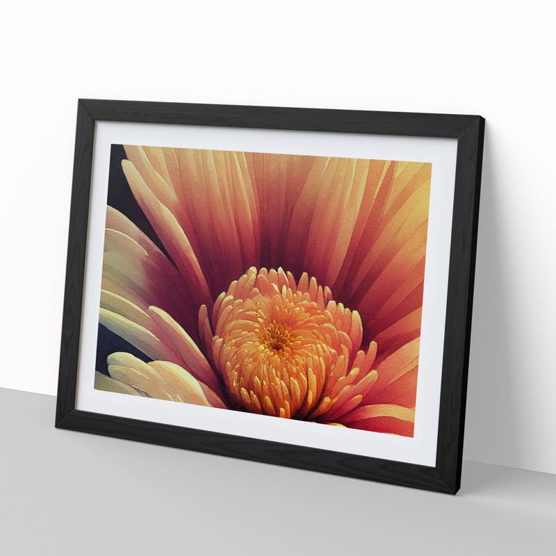 Dramatic Flower - Single Picture Frame Print, Black Framed, 46cm H x 64cm W x 2cm D
