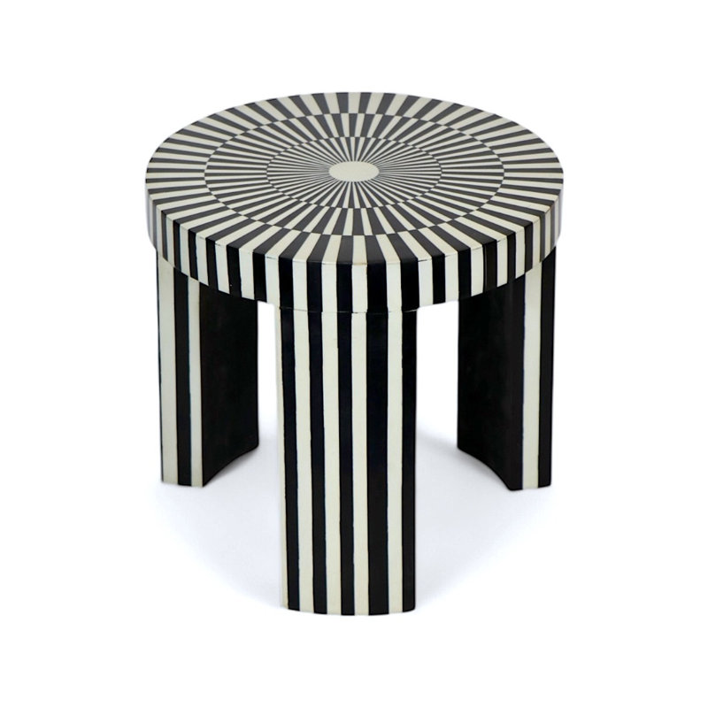 Striped Pattern Bone Inlay Nesting Coffee Table