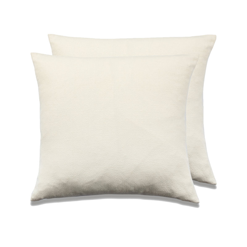 Housse et insert de coussin carré en mélange de lin SEATTLE SOLID, Ivoire, Sans insert