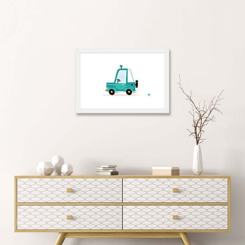 Jeep - impression d'art graphique, H 16 po x l 24 po x P 1 po, Blanc, Papier encadré blanc