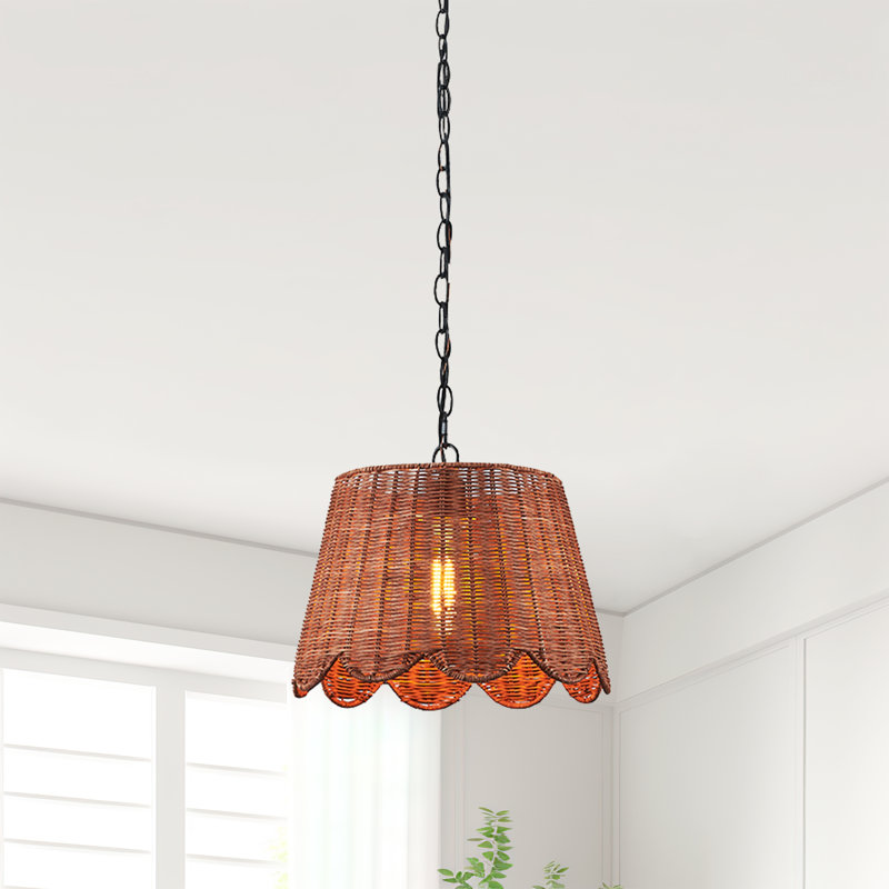 Luminaire suspendu 14 po en rotin 1 lumière