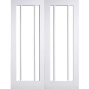 White Primed Langdale Rebated Clear Glass Pair