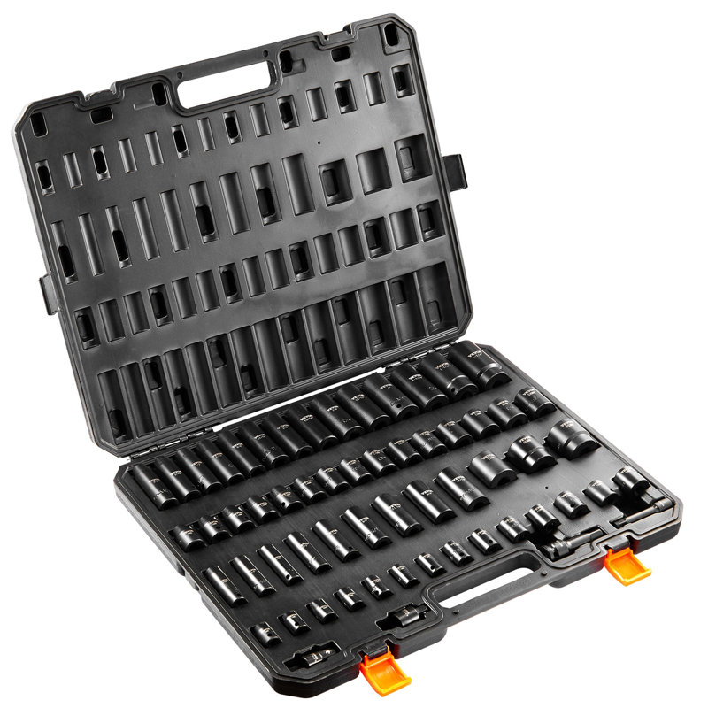 Impact Sockets Set 59pcs 6-Point 3/8" & 1/2" Drive Bit Ratchet Tool Kit