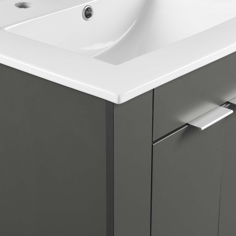 Maybelle 24" Gray White Melamine Bathroom Vanity with Ceramic Sink