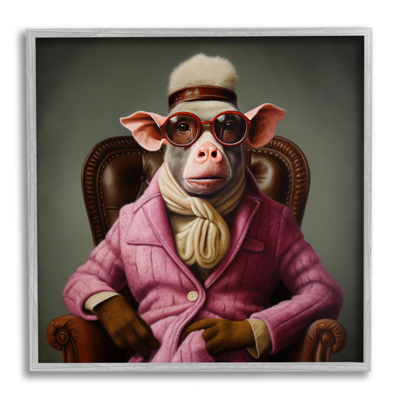 Ba-931 - Mode animalière encadrée sur bois, Estampe numérique Farmhouse, H 24 po x l 24 po x P 1,5 po