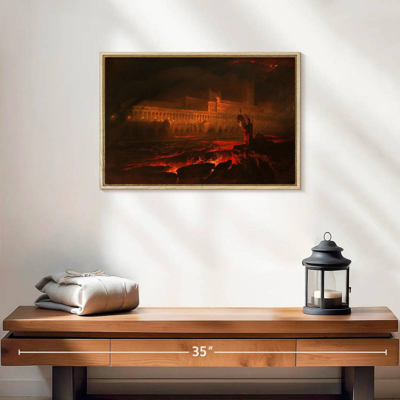 Le Pandemonium, 19 po x 13 po, Cadre flottant en bois naturel