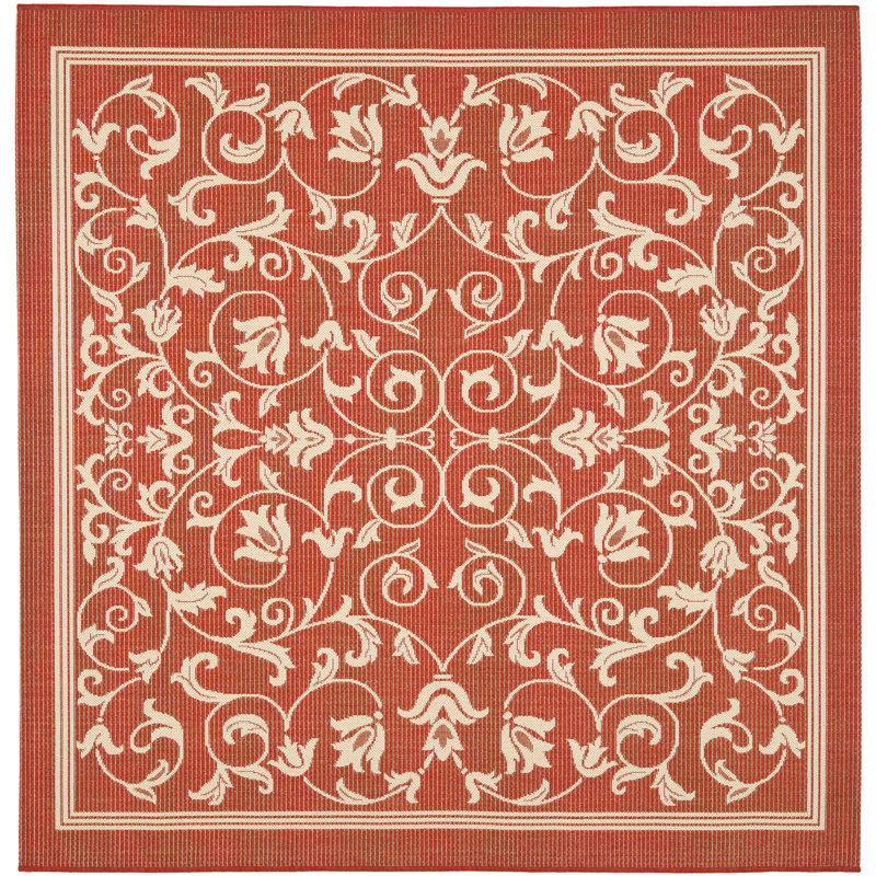 Galena Performance Floral Indoor/Outdoor Area Rug, Square 6'7"
