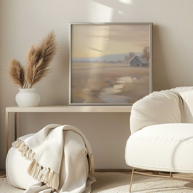 " Dawn On The Farm ", Brushed Gold, 21.75" H x 21.75" W