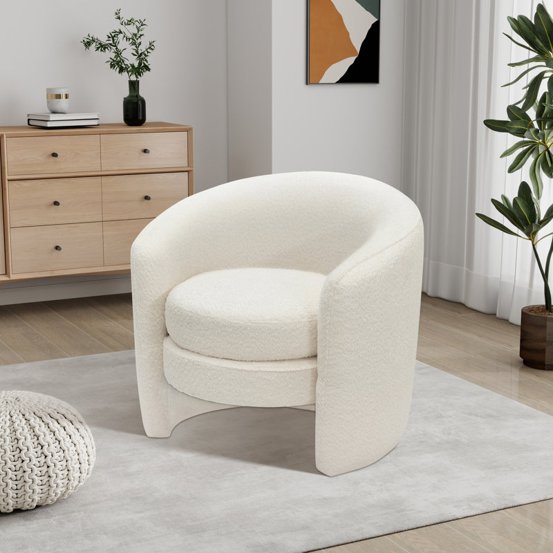 Fauteuil demi-tonneau rembourré 31,48 po, Polyester ivoire