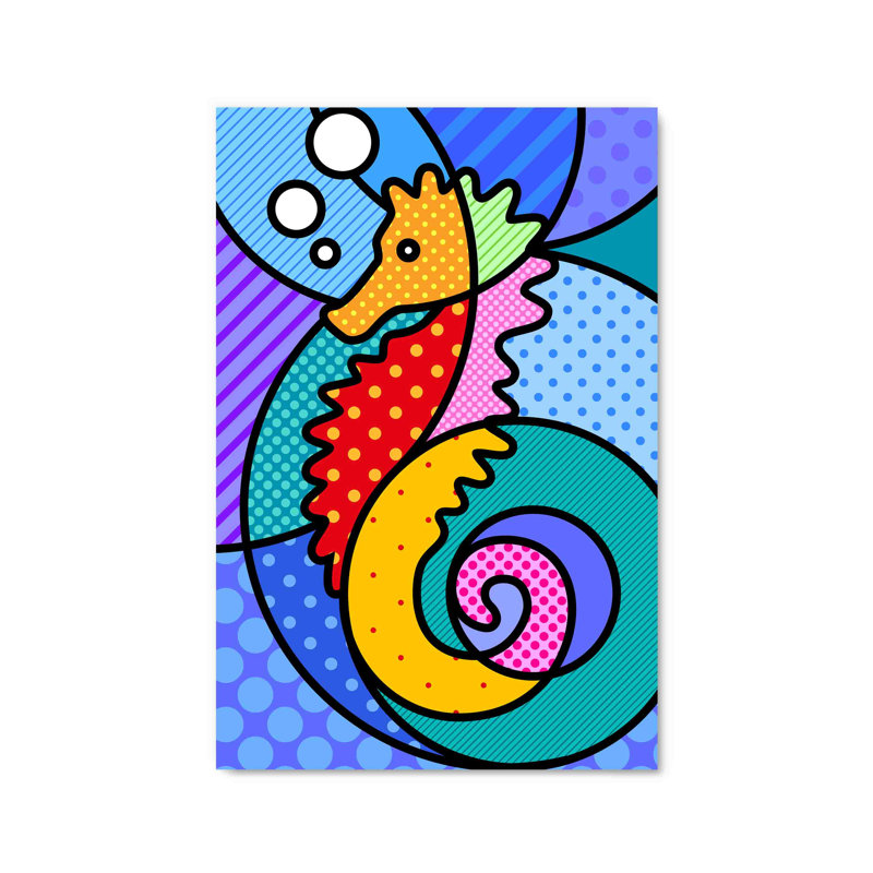 Pop Art, impression d'hippocampe sur plastique / acrylique, H 45 po x l 30 po x P 1 po