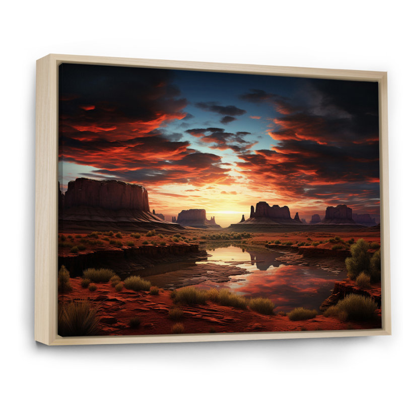 Native Art Ancestral Landscape II, reproduction d'art sur toile, H 30 po x l 40 po x P 1,5 po, Cadre naturel flottant