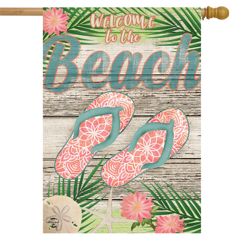 Welcome Beach Flip Flops House Flag