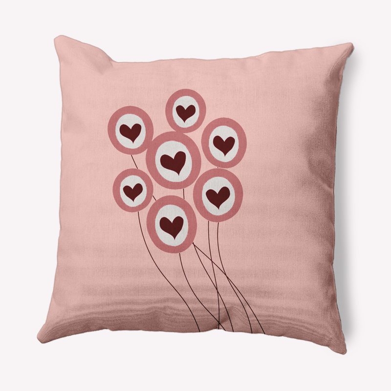 «Love is in the Air», housse de coussin décorative carrée et insert, Rose, 26 po x 26 po