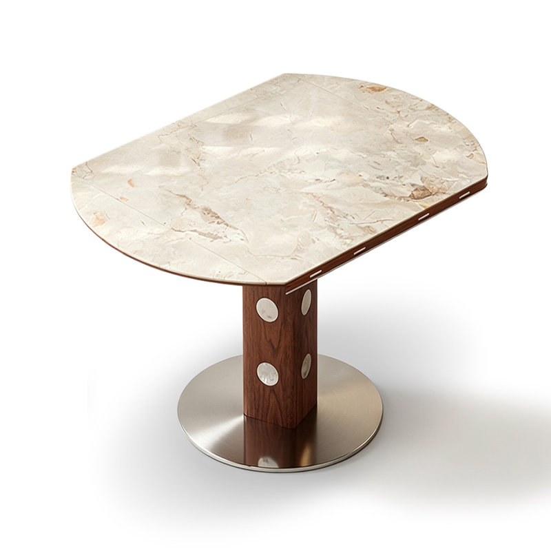 Rock board solid wood foldable dining table, 29.92"H*39.37"W*39.37"D