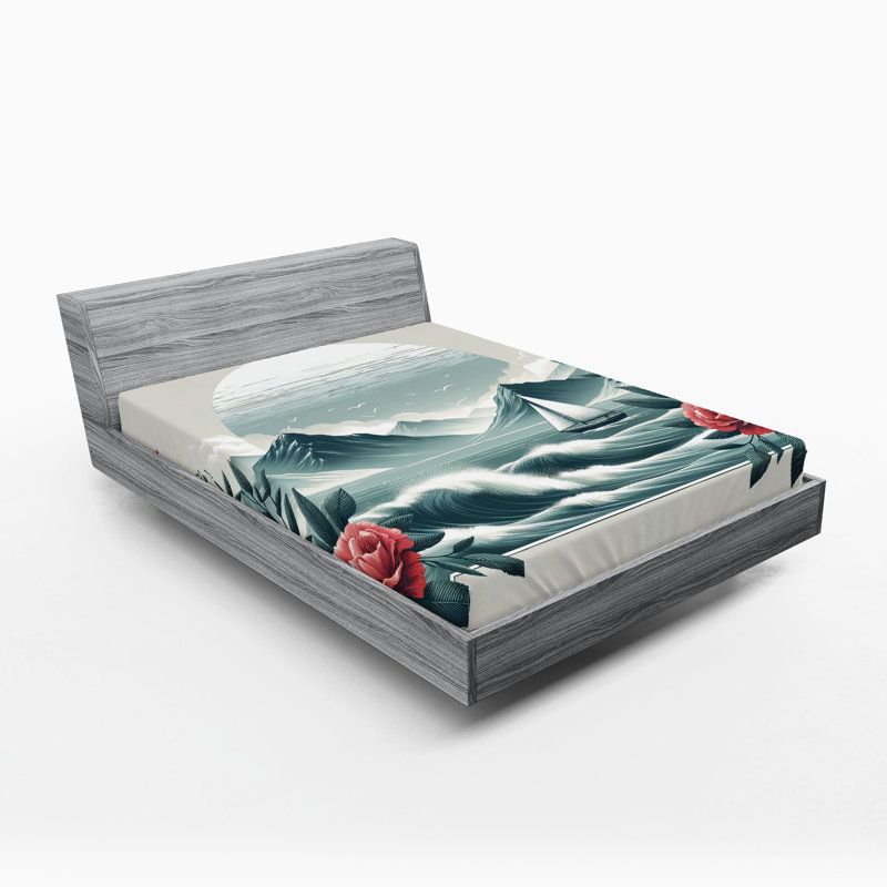 Microfiber Floral Fitted Sheet, California King Fitted Sheet