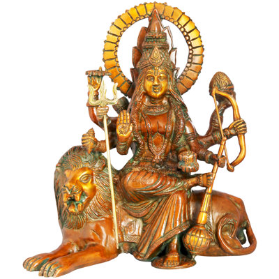 Ashtabhuja Simhavahini Durga assise sur un lion
