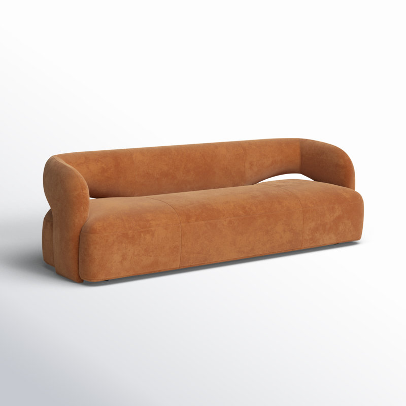 Canapé 95,5 po Dawnett, Cuir fleur nubuck cognac