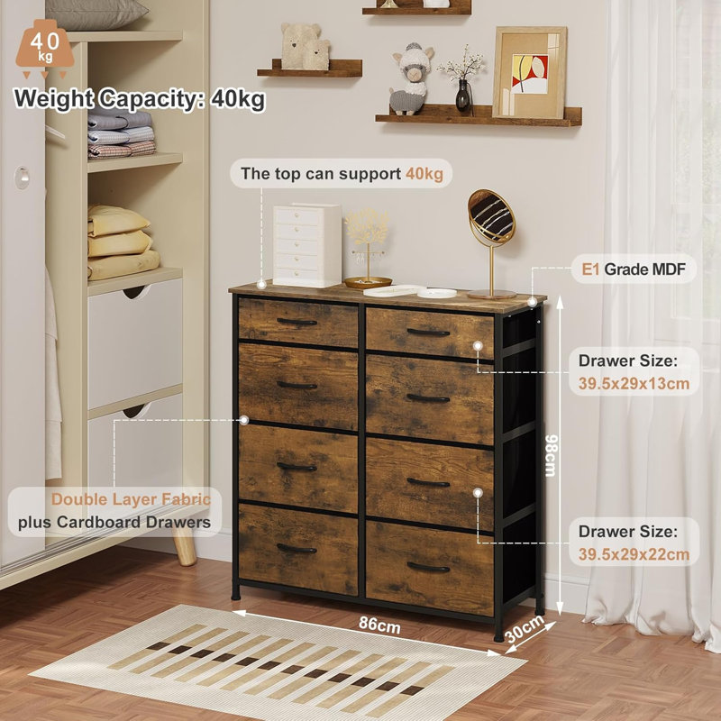 Grete 86cm W Chest of Drawers, Vintage Brown