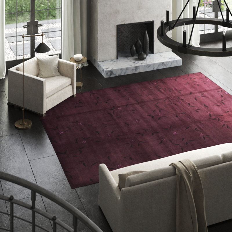 Climbing Floral Area Rug in Purple, Rectangle 9' x 12'