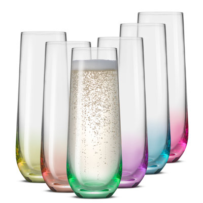 Flûtes à champagne sans pied de couleur JoyJolt Hue, 9,4 oz