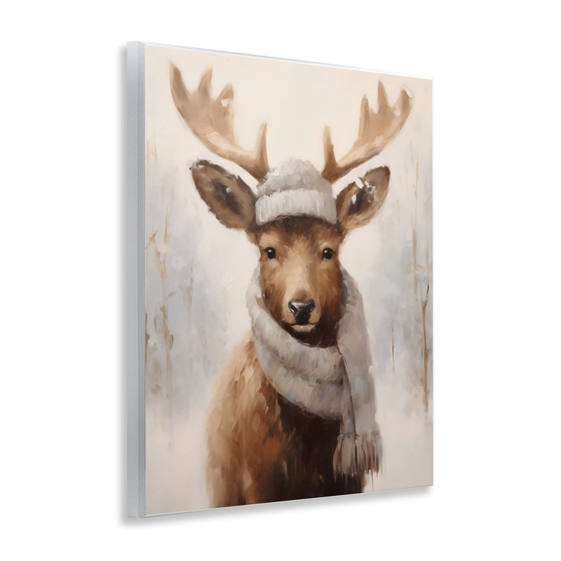 Plaque murale Cozy Winter Deer Fawn, design par Arlington Prints