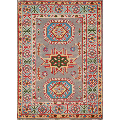 Tapis gris géométrique Kazak