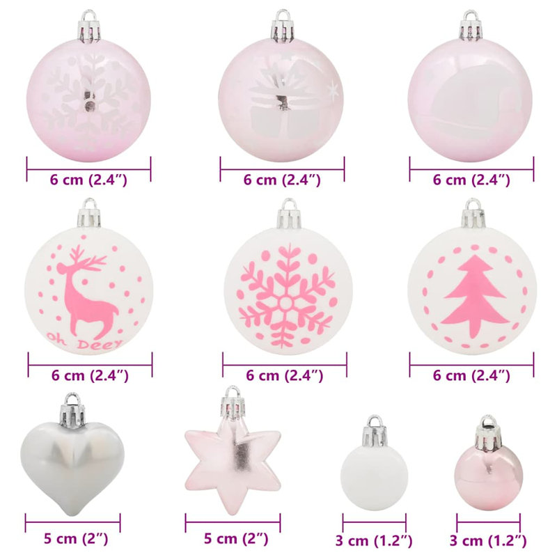 vidaXL Christmas Bauble Plastic, White/Pink