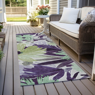 Machine Washable Indoor/Outdoor Claudian ACN1485 Purple Rug