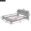 Lit plateforme double en bois avec éclairage à DEL intégré, tête de lit avec rangement et garde-corps-1255119862