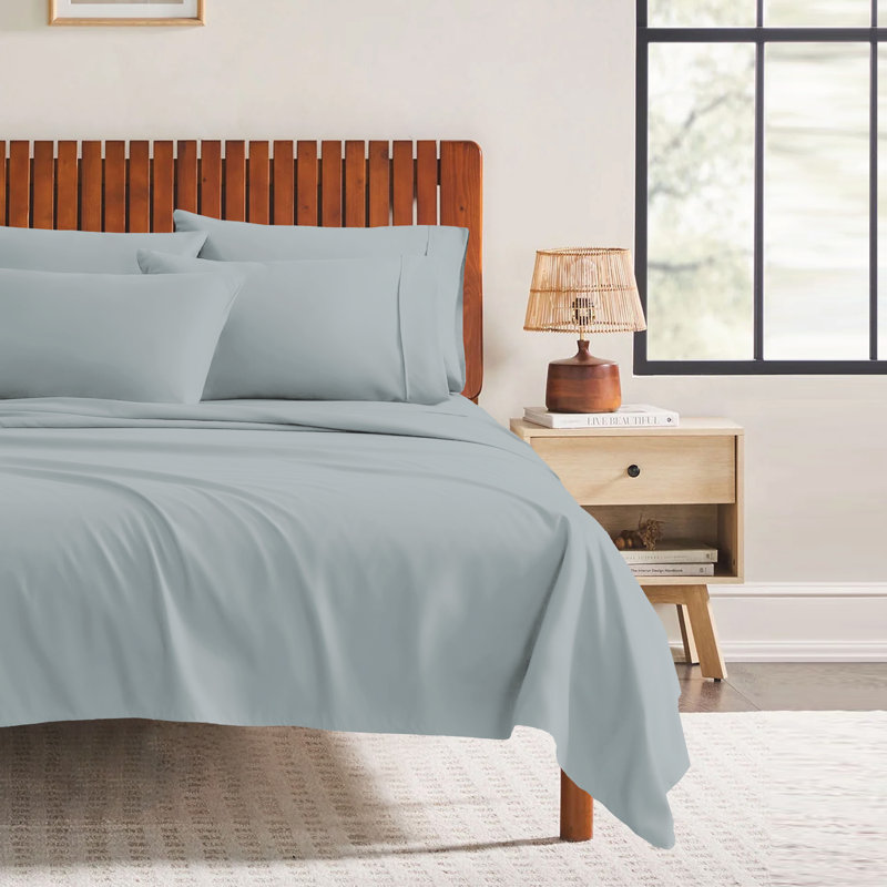 Ensemble de draps 4 pièces Paarizaat 8000 Series, Gris clair, Ensemble de draps pour taille de lit simple avec d