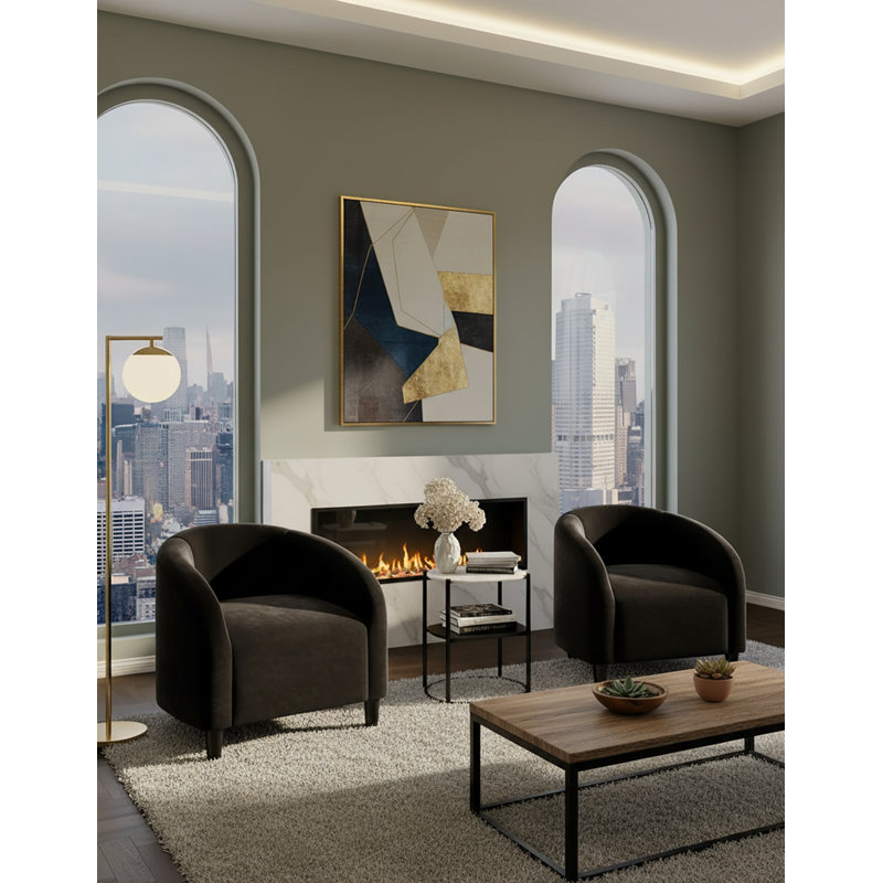 Chaises demi-tonneau Boucle, Bouclé noir