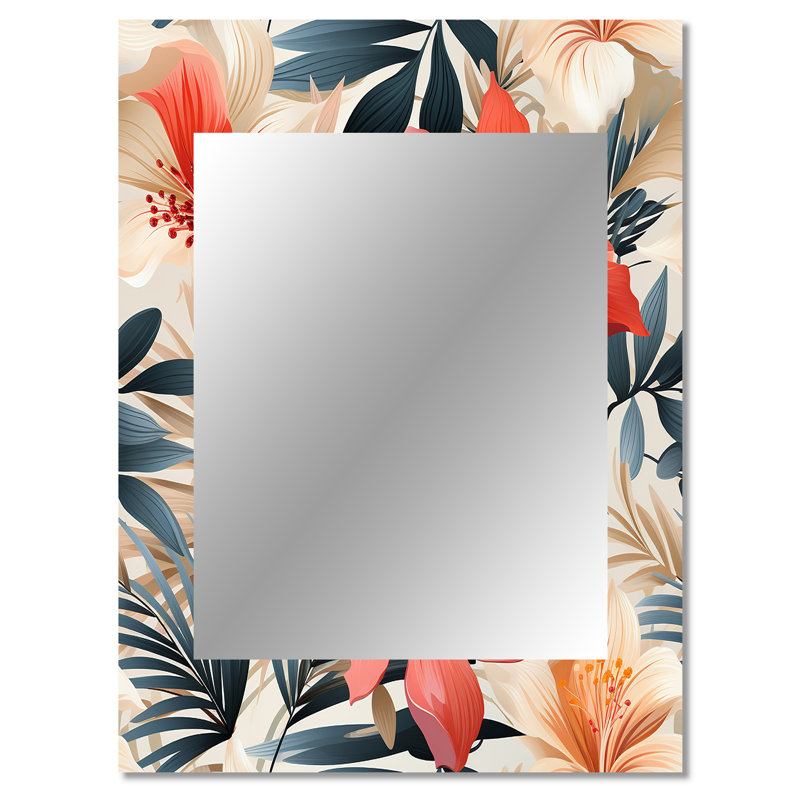 Altunay Tropical Whisper Tropical Pattern - tropical  Unique Wall Mirror Decor, Tropical Large Mirror, Printed Metal Art