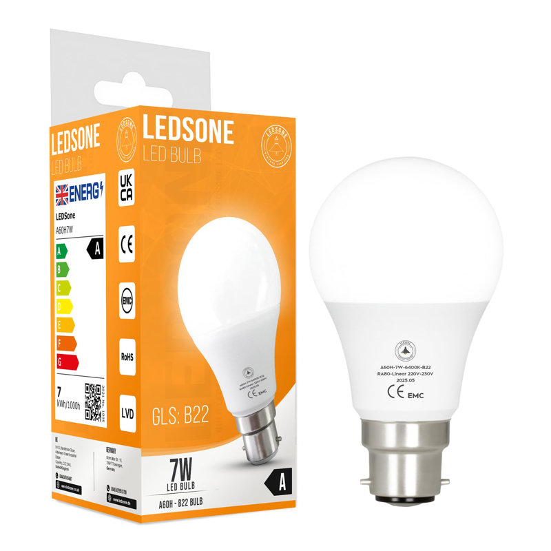 3 PackLED B22 A60 Light Bulb 9W (100W Equivalent) Cool White 6400K Bayonet 820Lumens GLS Golf, Non-Dimmable, CRI 80 Modern Style Home Lighting Decoration Bulb