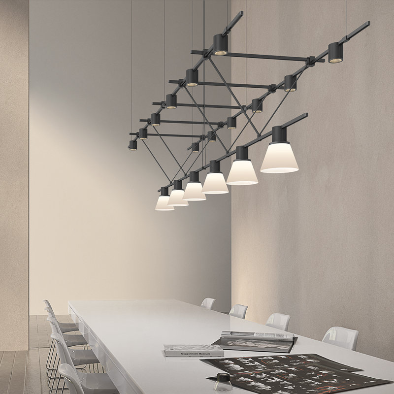 Suspenders 18-Light 97" Satin Black LED Island Pendant