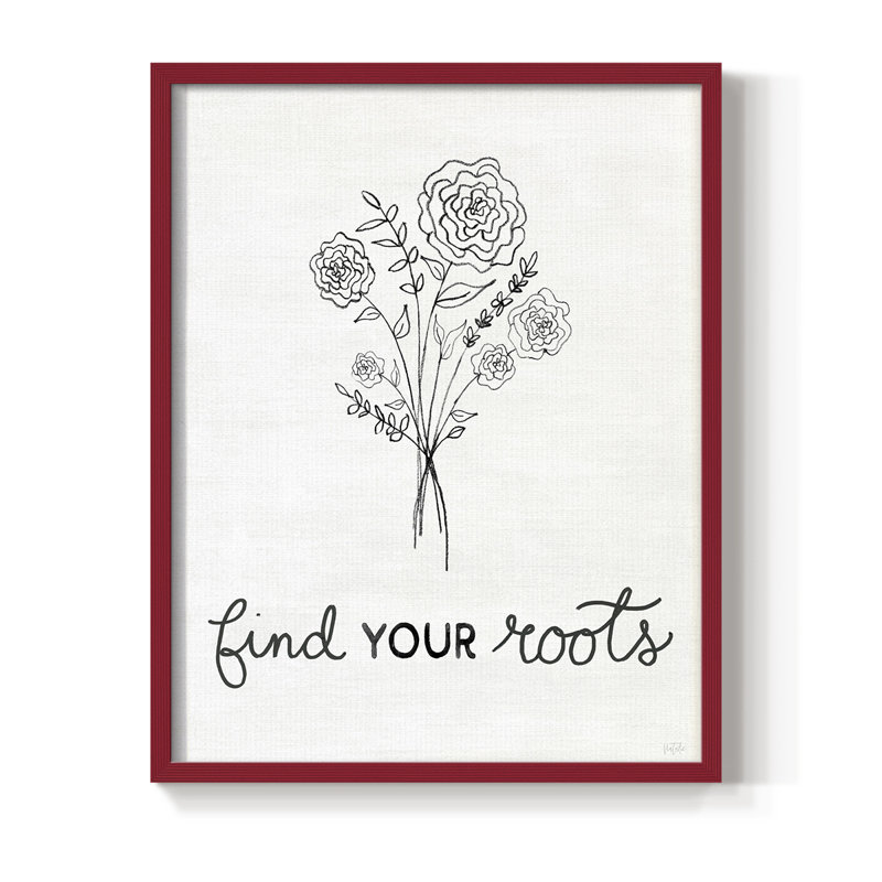 «Find Your Roots», reproduction encadrée en bois massif, H 11 po x l 9 po, Rouge