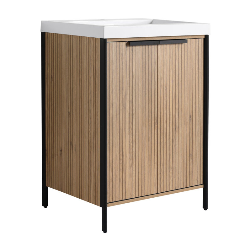Freestanding Bathroom Vanity With Resin Sink And Soft-Close Cabinet Doors