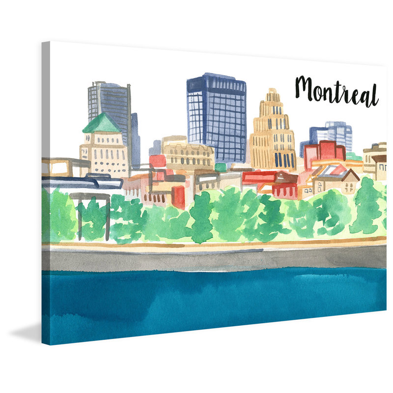 « old montréal » par molly rosner, reproduction d’art sur toile tendue, H 24 po x l 36 po x P 1,5 po